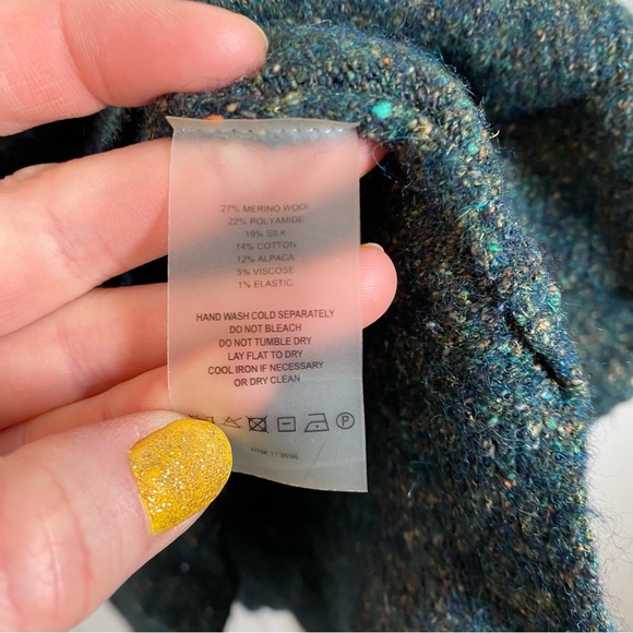 Margaret O'Leary Speckled Forest Green V-Neck Sweater womens Medium iconic style - Picture 4 of 7